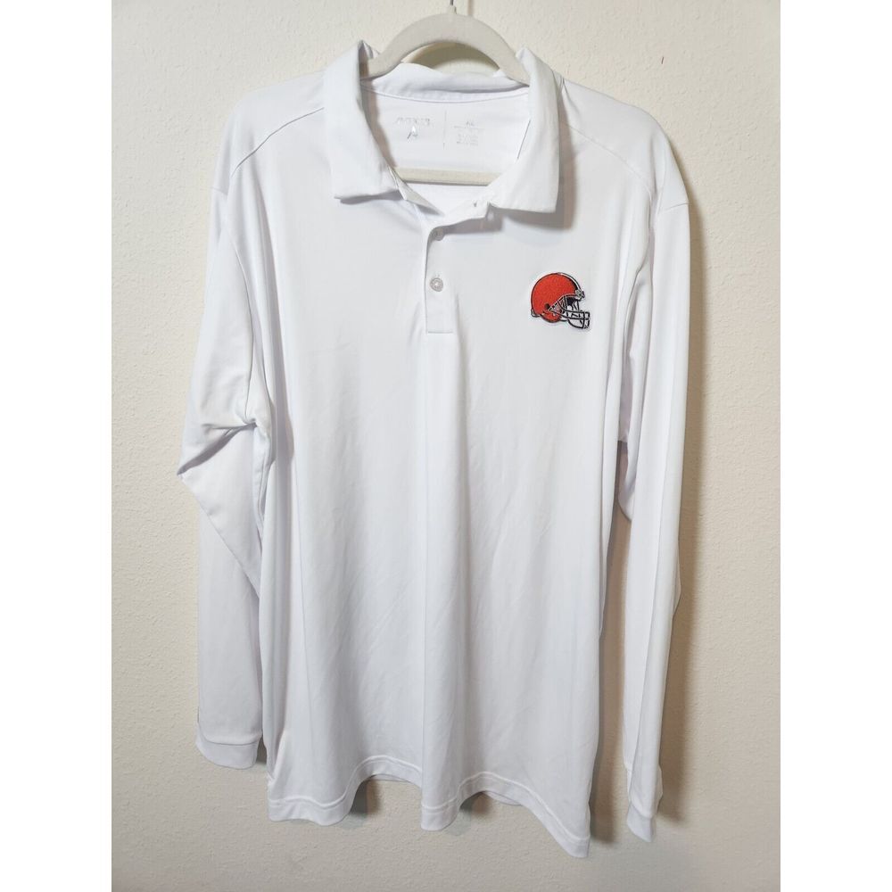 NFL Cleveland Browns Antigua Long Sleeve White Polo Shirt Embroidered XL Golf